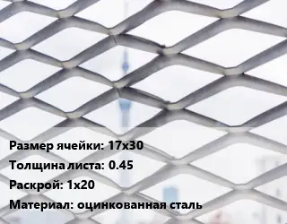 Сетка ЦПВС 17х30 s=0.45 Раскрой: 1х20 оцинкованная сталь